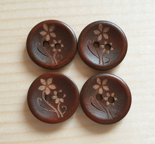 AvoDesigns MOM & ME DAISIES / 20mm - 6 buttons / Wooden Buttons / Sewing Buttons