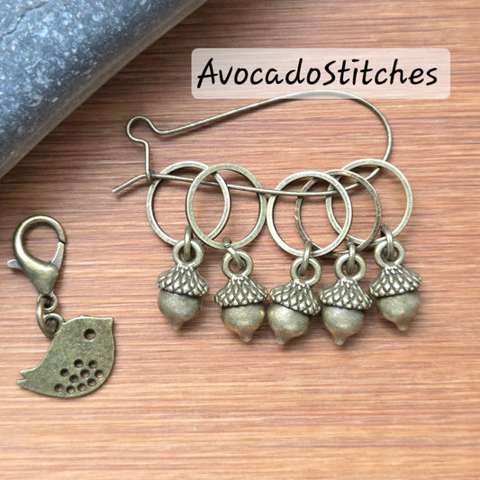 WOODLAND SECRETS - 7 pieces / Knitting Crochet Stitch Markers / Notions