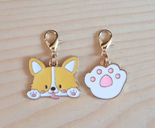 PUPPY & PAW / 2 pcs / Planner Charm / Journal Charm / Zipper Pull / Bookmark Charm / Planner accessories