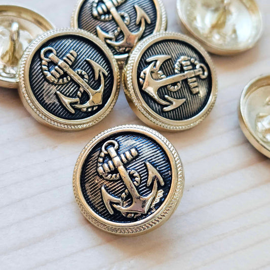 Clearance // ANCHOR SHANK Antique Golden / Metal Alloy Shank Buttons / 15-20mm