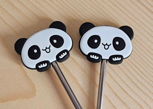 BIG HEAD PANDA STITCH STOPPERS / Knitting Needle Stoppers / Point Protection / Notions