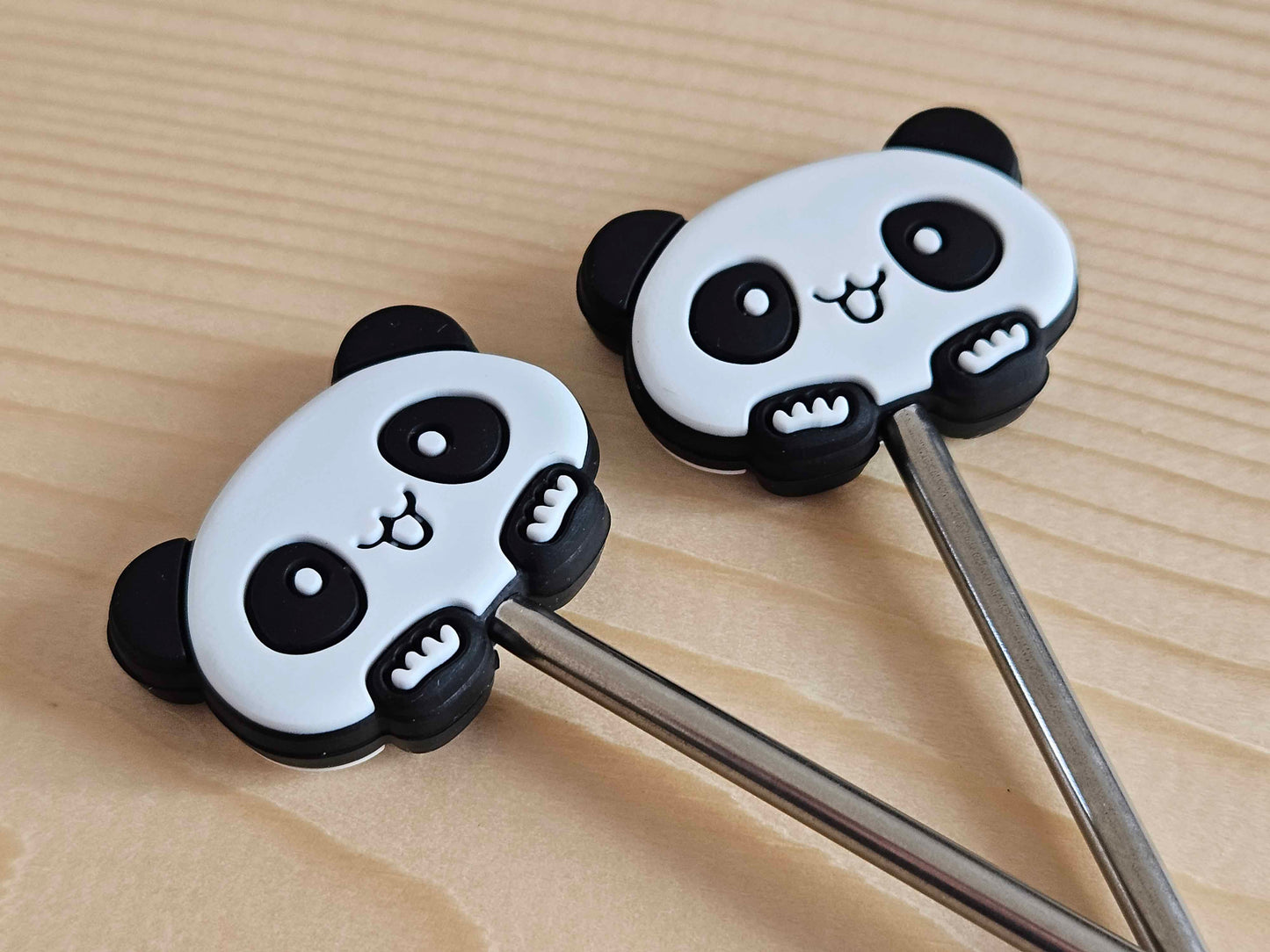 BIG HEAD PANDA STITCH STOPPERS / Knitting Needle Stoppers / Point Protection / Notions