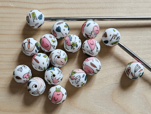 PASTEL BIRD & FLOWER STITCH STOPPERS / Knitting Needle Stoppers / Point Protection / Notions