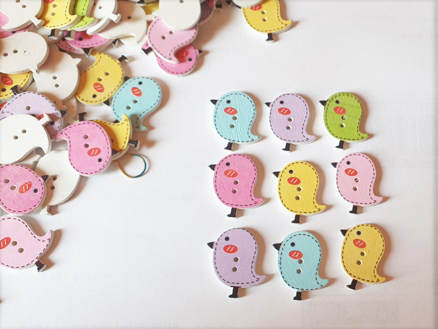 CHICKADEE / 25*25mm / Wooden Buttons / Sewing Buttons