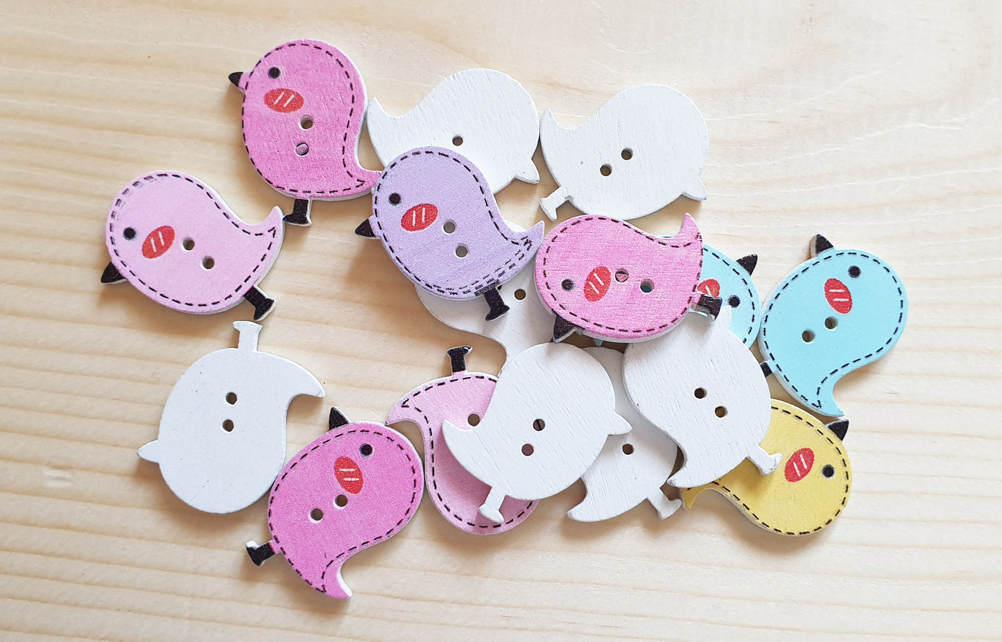 CHICKADEE / 25*25mm / Wooden Buttons / Sewing Buttons