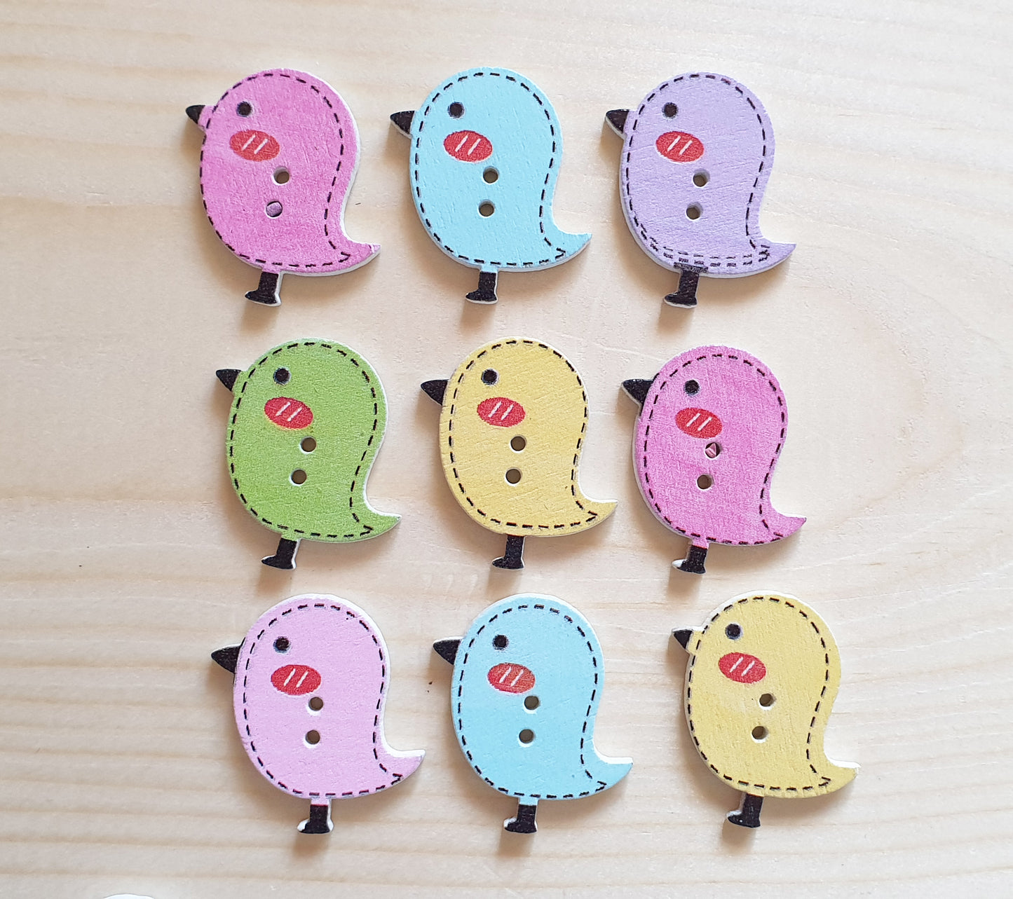 CHICKADEE / 25*25mm / Wooden Buttons / Sewing Buttons