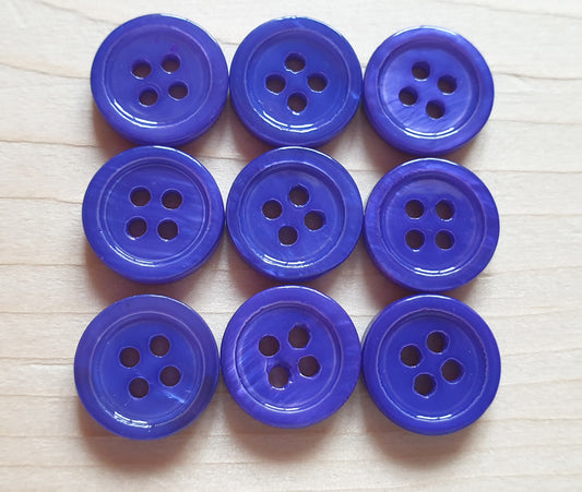 4-Hole PURPLISH BLUE DYED SEASHELL / 11.5mm / Set of 6 buttons / MOP Shell Buttons / Sewing Buttons