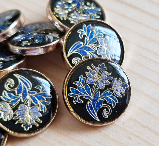 Clearance // BOHO FLOWER / Metal Shank Buttons / 18mm (Set of 4)