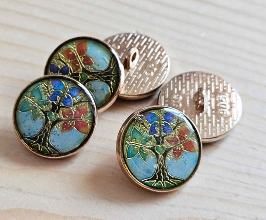 Clearance // BOHO INDIAN TREE / Metal Shank Buttons / 18mm (Set of 4)