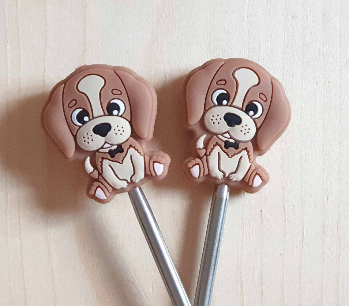 PUPPY STITCH STOPPERS / Knitting Needle Stoppers / Point Protection / Notions