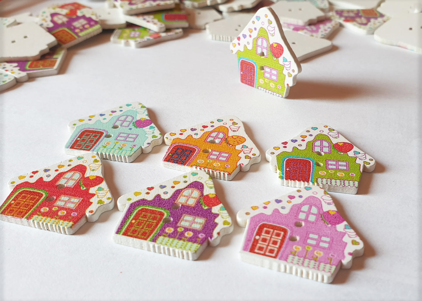 CANDY HOUSE / 30*29mm / Wooden Buttons / Sewing Buttons