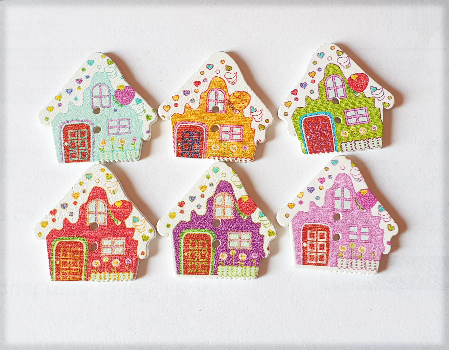 CANDY HOUSE / 30*29mm / Wooden Buttons / Sewing Buttons