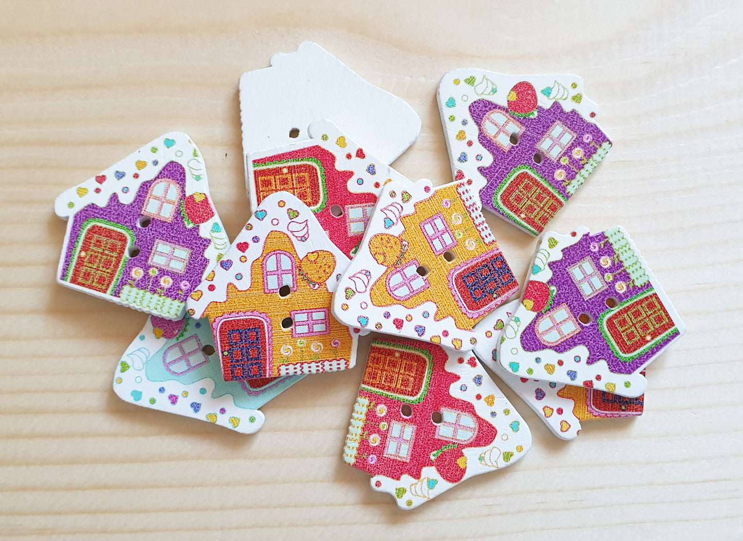 CANDY HOUSE / 30*29mm / Wooden Buttons / Sewing Buttons