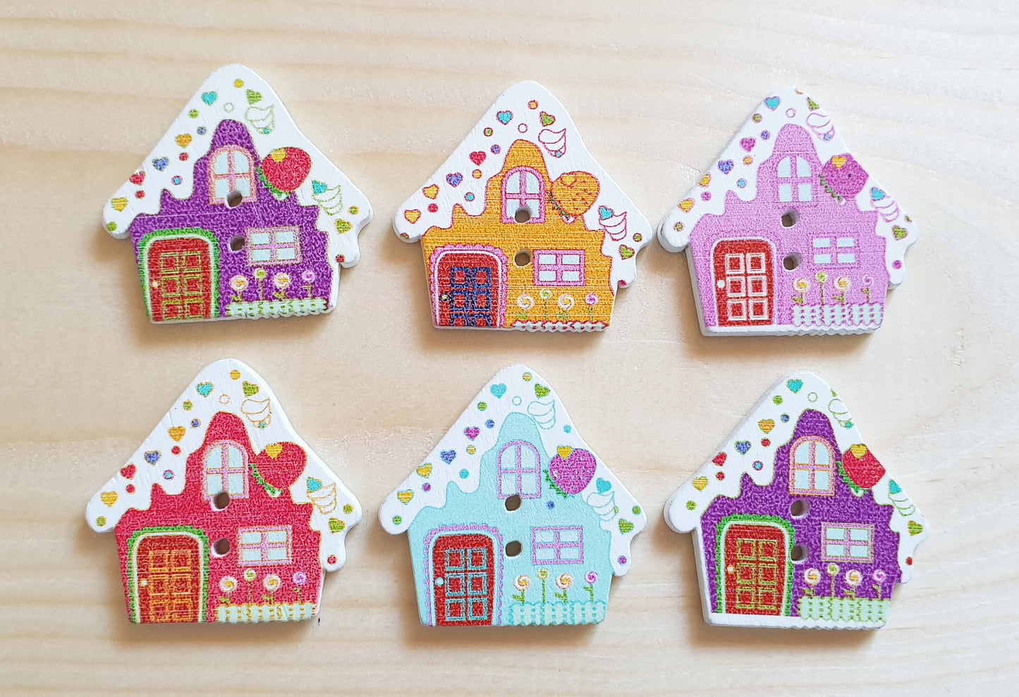 CANDY HOUSE / 30*29mm / Wooden Buttons / Sewing Buttons