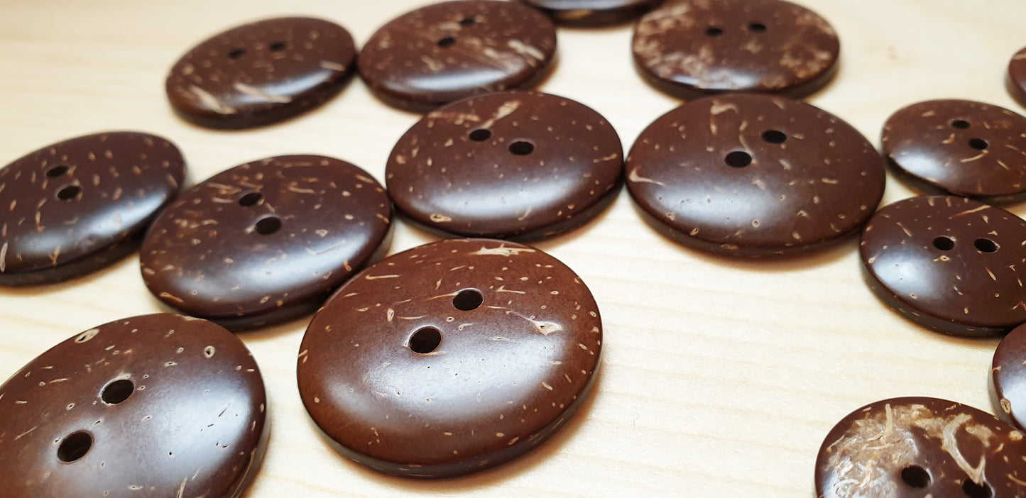 2-HOLE COCONUT BUTTONS / 13-38mm / Coconut Buttons / Sewing Buttons