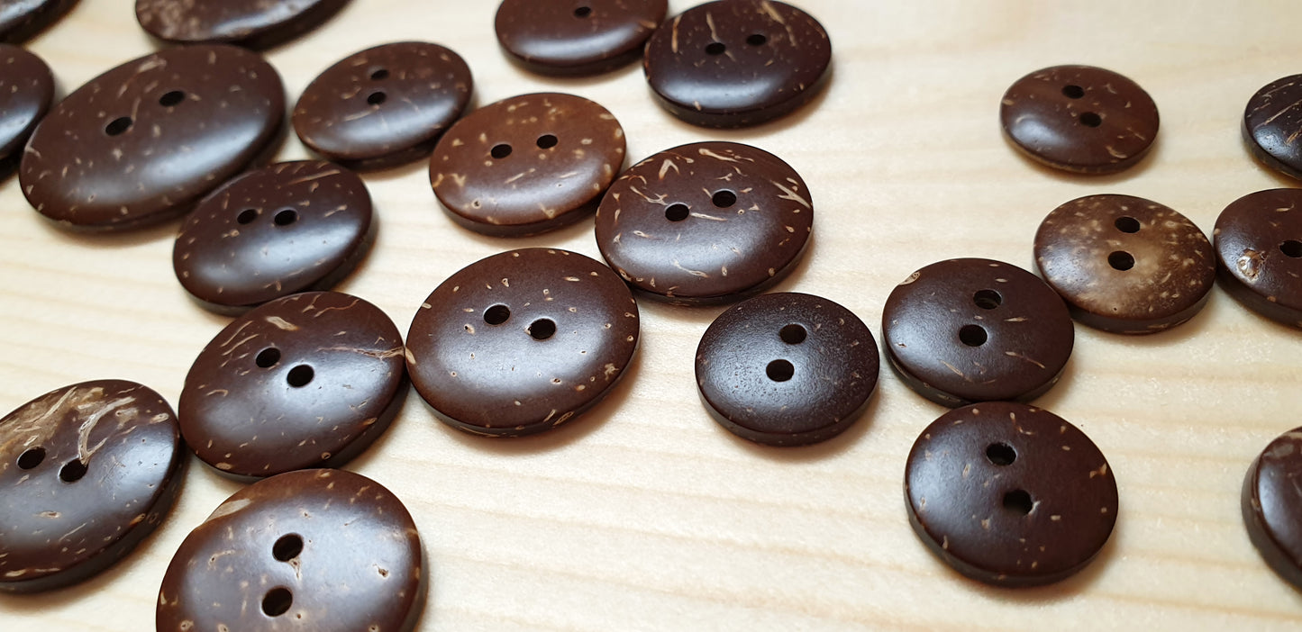 2-HOLE COCONUT BUTTONS / 13-38mm / Coconut Buttons / Sewing Buttons