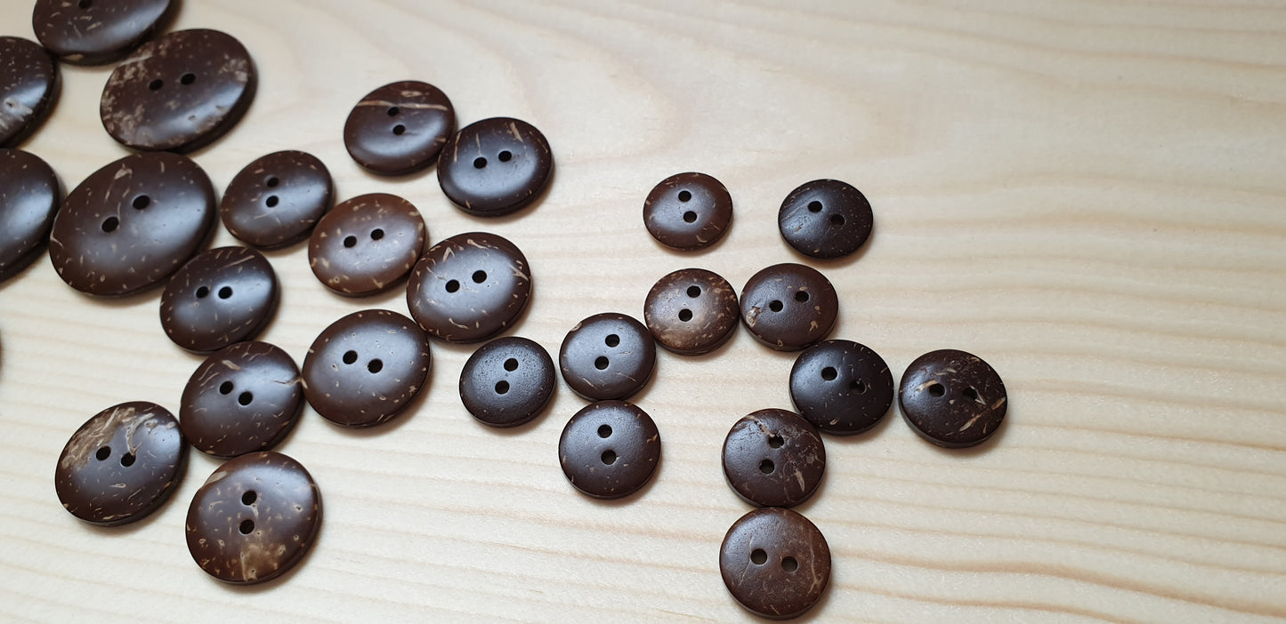 2-HOLE COCONUT BUTTONS / 13-38mm / Coconut Buttons / Sewing Buttons