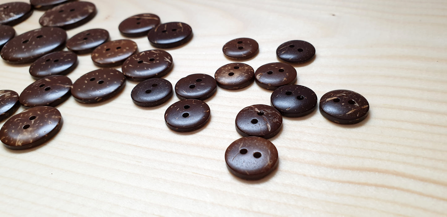 2-HOLE COCONUT BUTTONS / 13-38mm / Coconut Buttons / Sewing Buttons