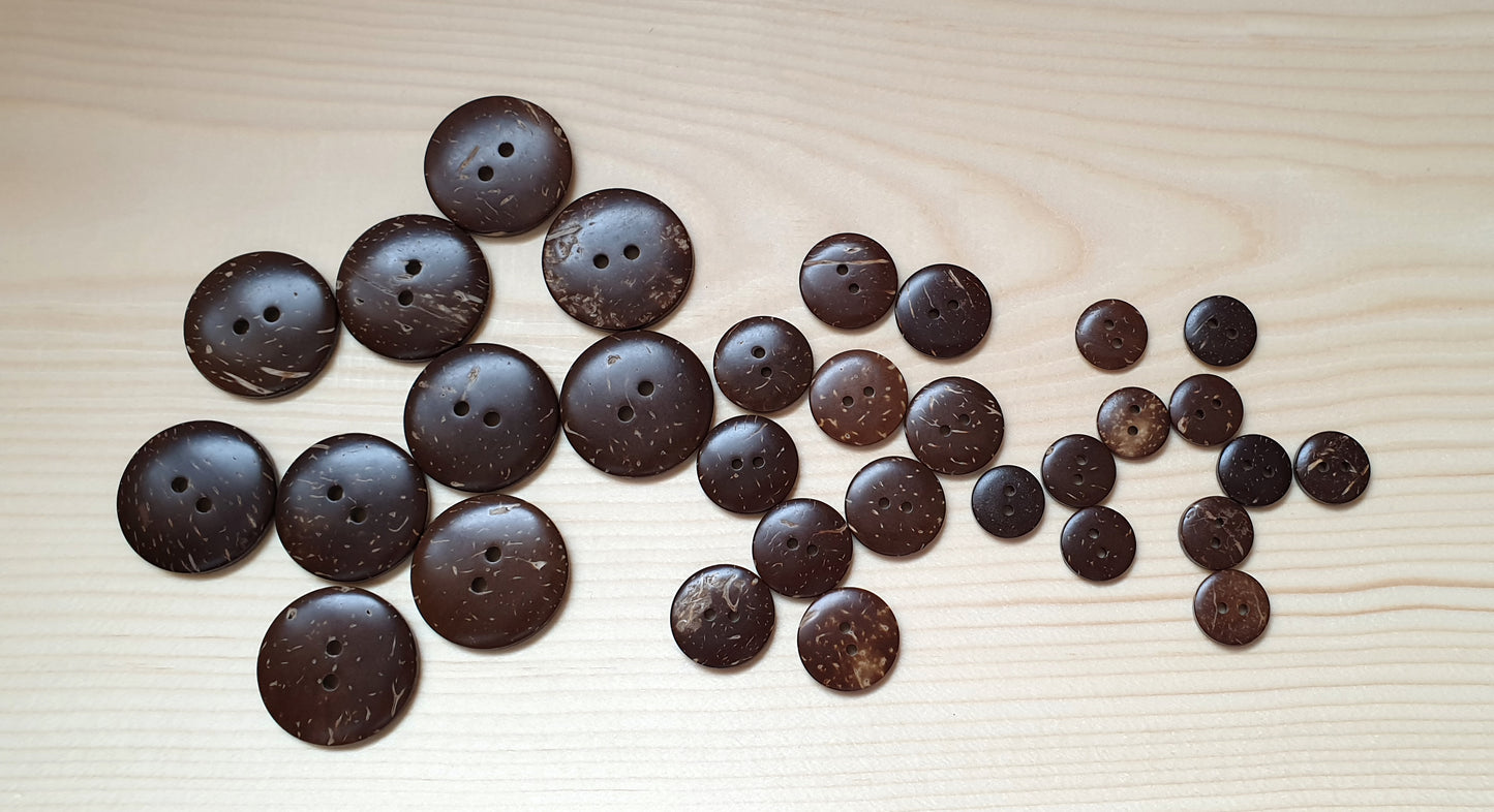 2-HOLE COCONUT BUTTONS / 13-38mm / Coconut Buttons / Sewing Buttons