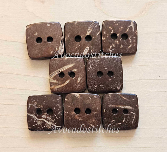 COCO SQUARE / 12mm / Coconut Buttons / Sewing Buttons