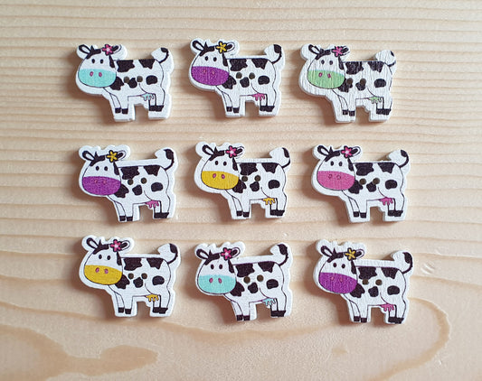 MOO MOO COW / 22*27mm / Wooden Buttons / Sewing Buttons