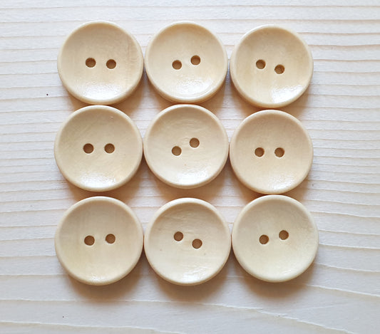 2-HOLE BEIGE CREAM Wooden Buttons / 10-25mm Natural Wood Sewing Buttons