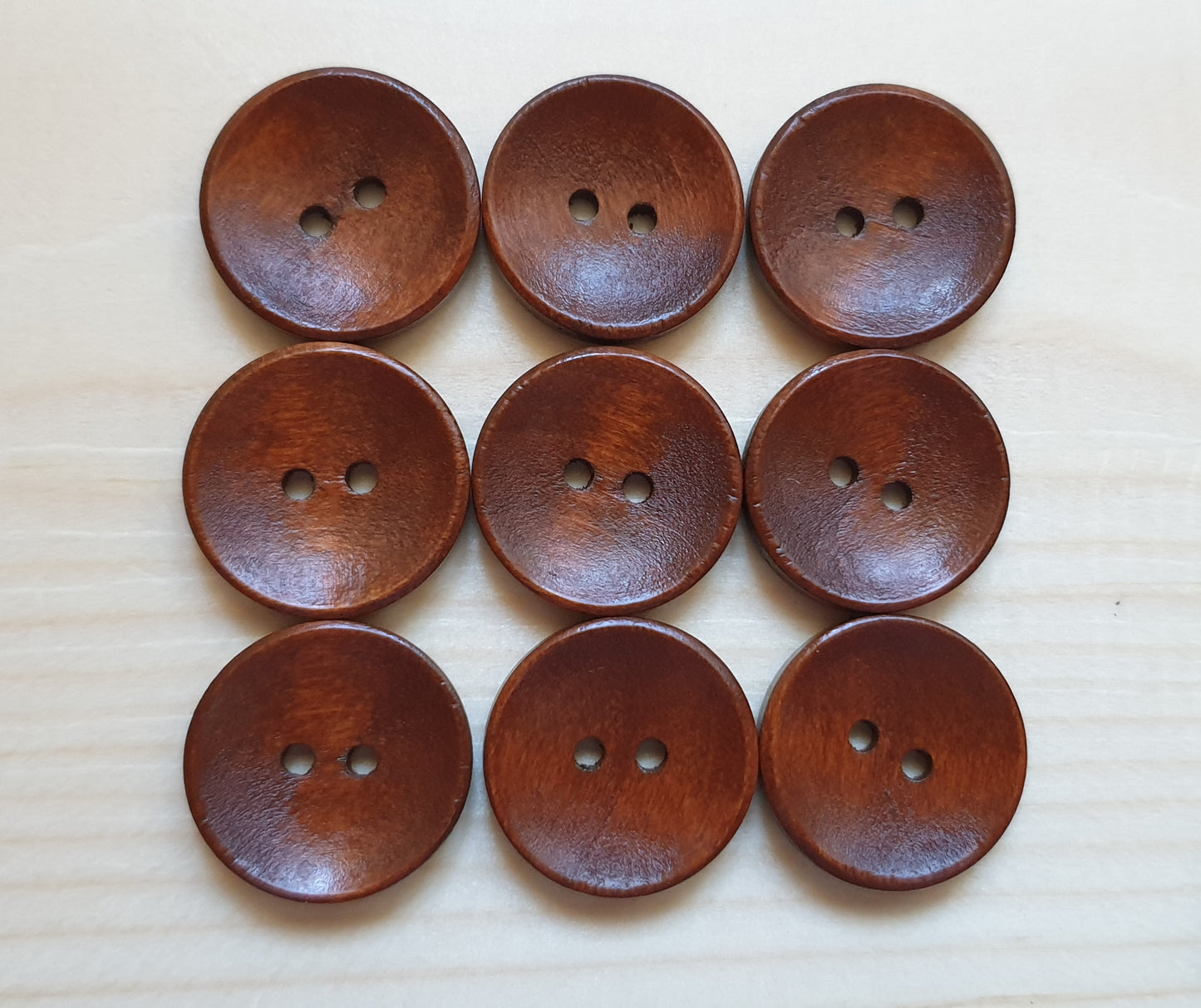 2-HOLE COFFEE BROWN Wooden Buttons / 9-38mm Natural Wood Sewing Buttons