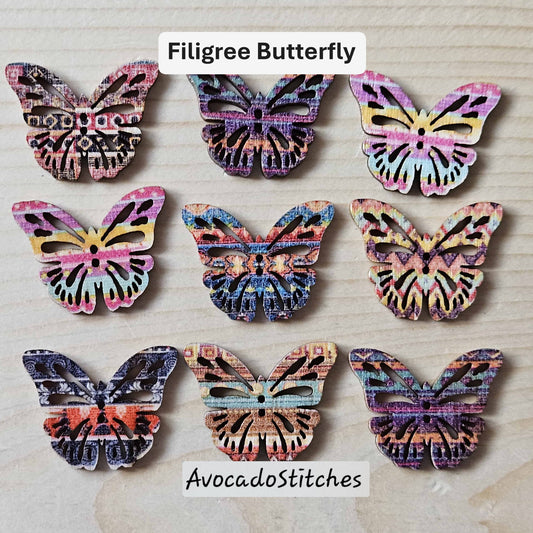 BUTTERFLY / 8 buttons / Wooden Buttons / Sewing Buttons
