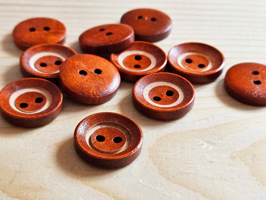 HALO MAROON BROWN / 18mm / Wooden Buttons / Sewing Buttons