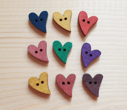 HEARTS / 20*17mm / Wooden Buttons / Sewing Buttons