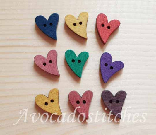 HEARTS / 20*17mm / Wooden Buttons / Sewing Buttons