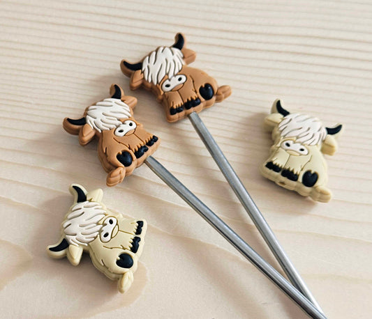 HIGHLAND CATTLE STITCH STOPPERS / Knitting Needle Stoppers / Point Protection / Notions