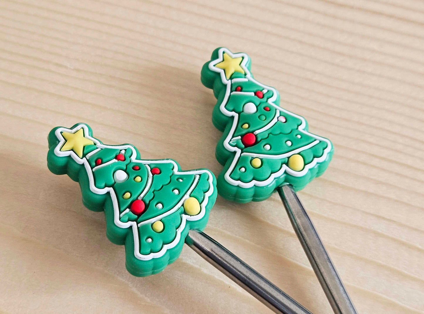 HOLIDAY TREE STITCH STOPPERS / Knitting Needle Stoppers / Point Protection / Notions