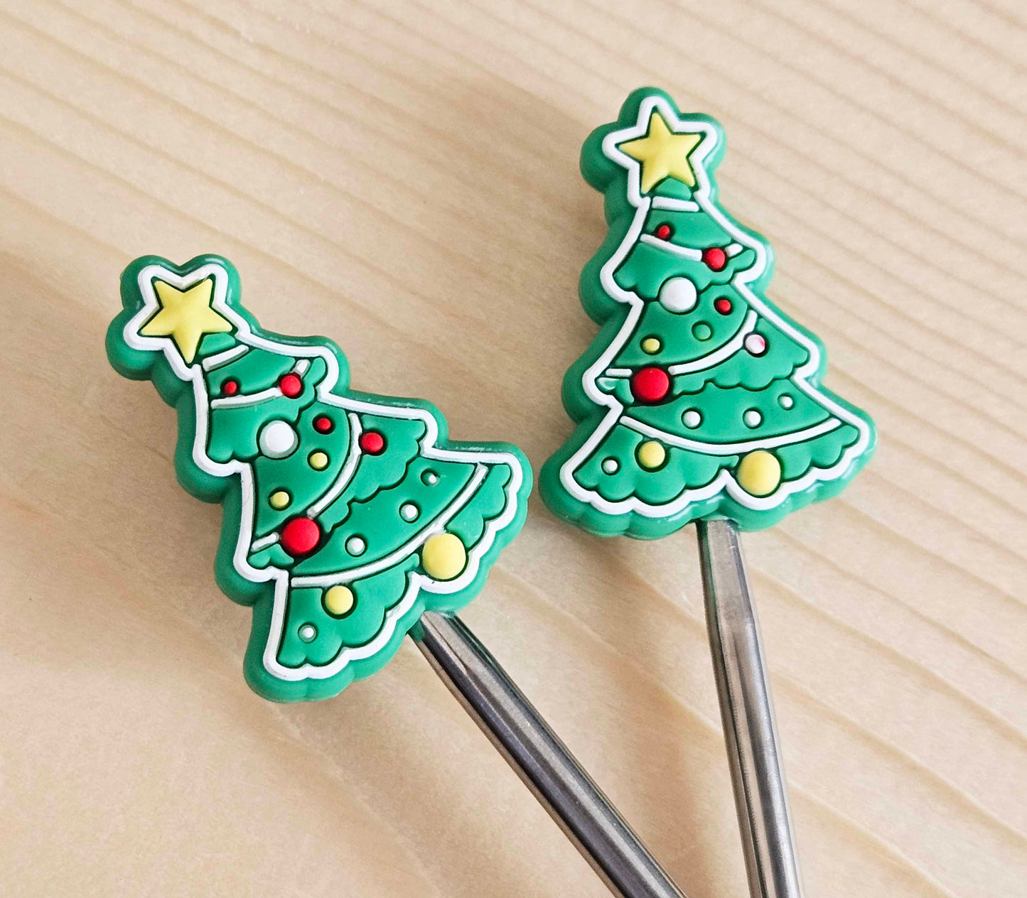 HOLIDAY TREE STITCH STOPPERS / Knitting Needle Stoppers / Point Protection / Notions