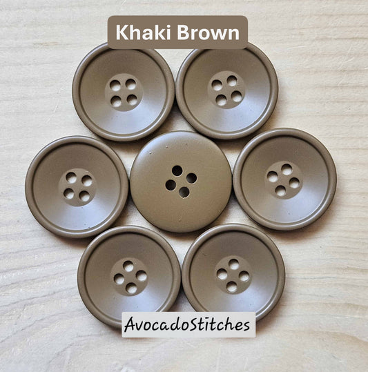 KHAKI Korean Resin / 21-30mm / Set of 4 buttons / Korean Style Resin Buttons / Sewing Buttons