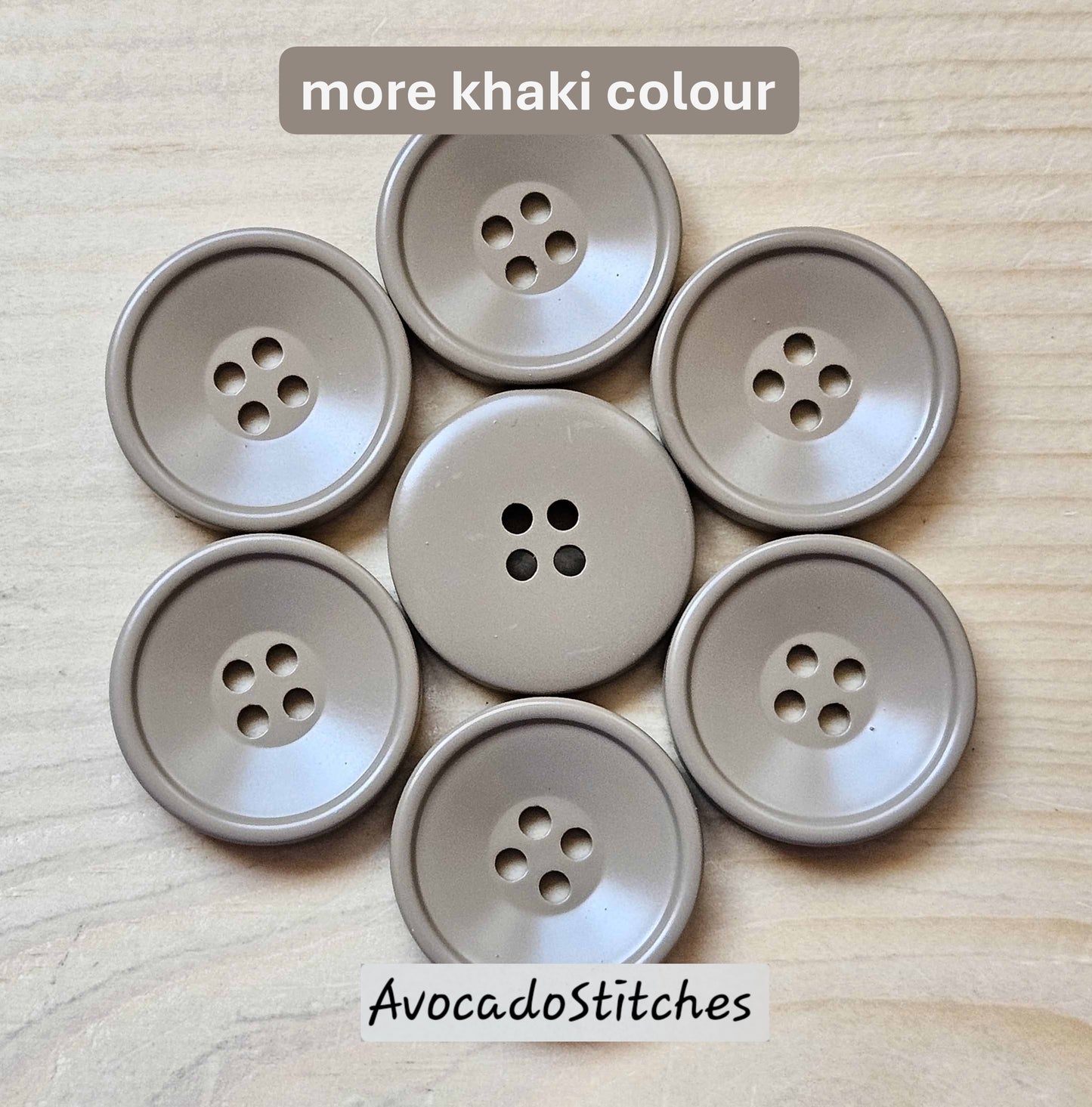 KHAKI Korean Resin / 21-30mm / Set of 4 buttons / Korean Style Resin Buttons / Sewing Buttons