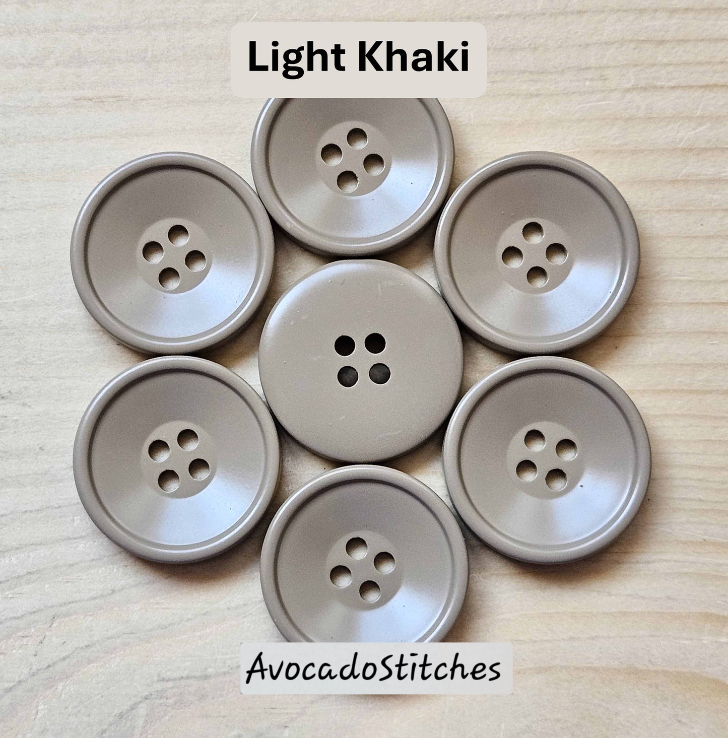 KHAKI Korean Resin / 21-30mm / Set of 4 buttons / Korean Style Resin Buttons / Sewing Buttons
