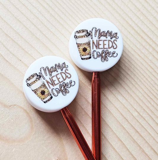 MAMA NEEDS COFFEE STITCH STOPPERS / Knitting Needle Stoppers / Point Protection / Notions