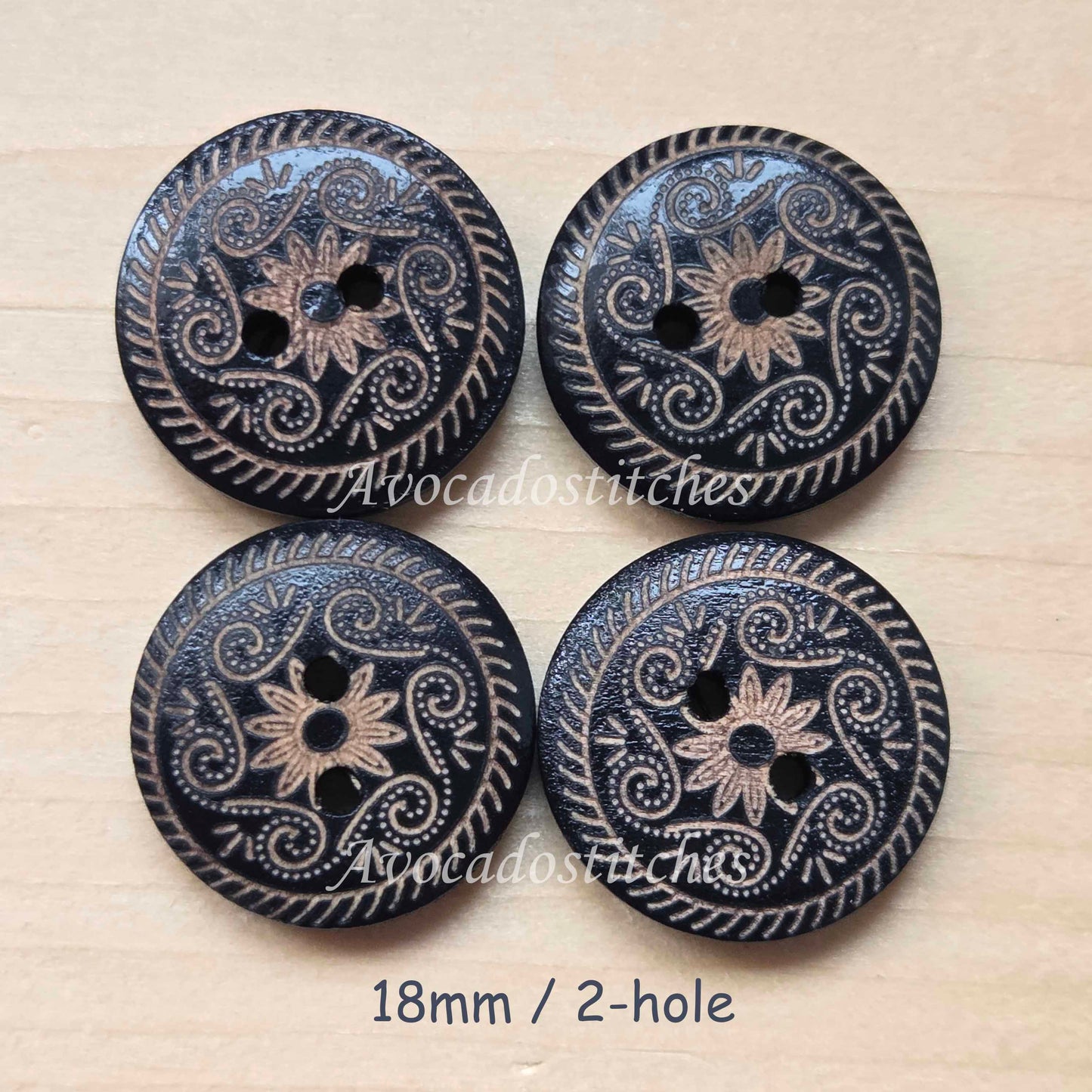 MANDALA / 13-18mm / Set of 8 buttons / Wooden Buttons / Sewing Buttons