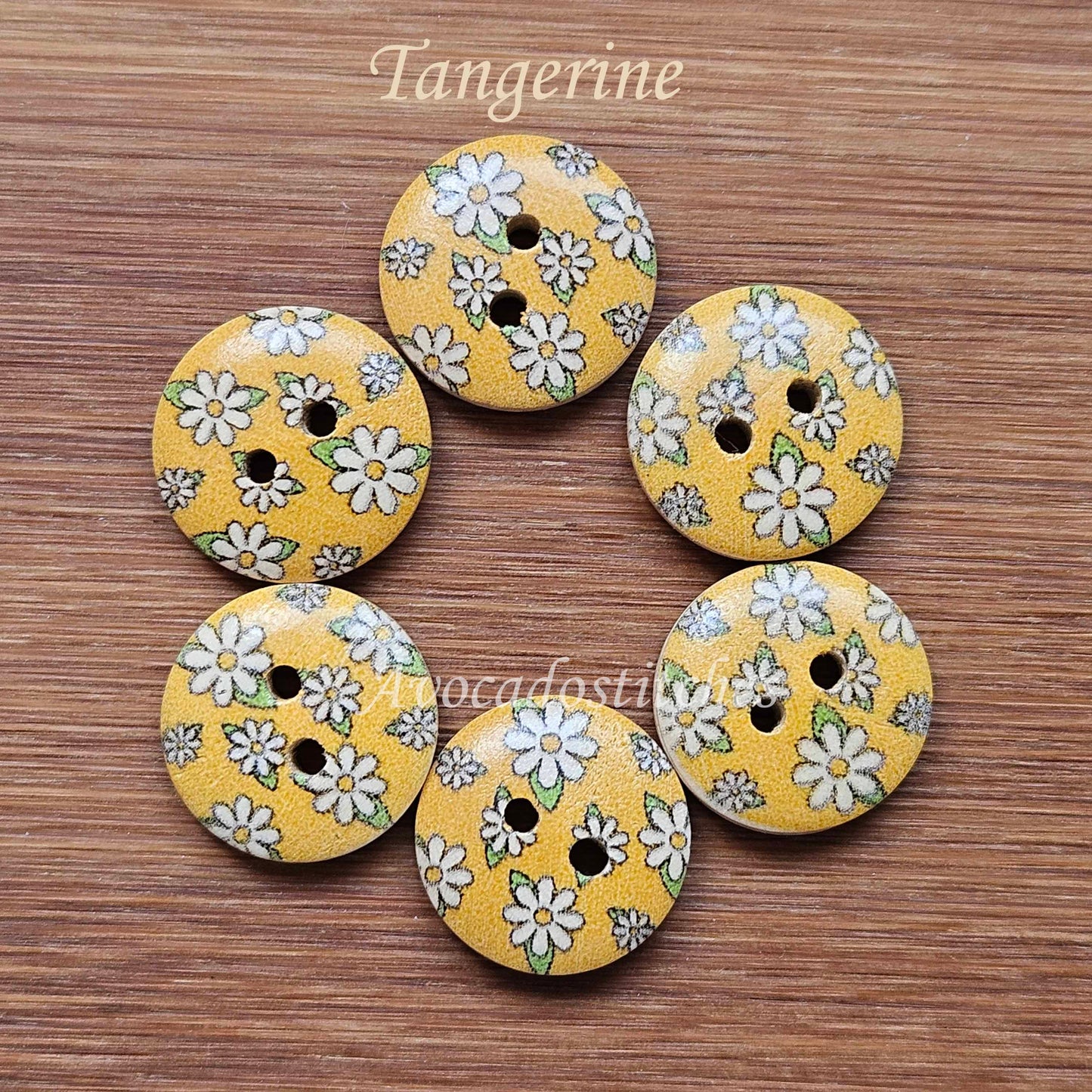 MULTIFLORALS / 15mm - 6 buttons / Wooden Buttons / Sewing Buttons