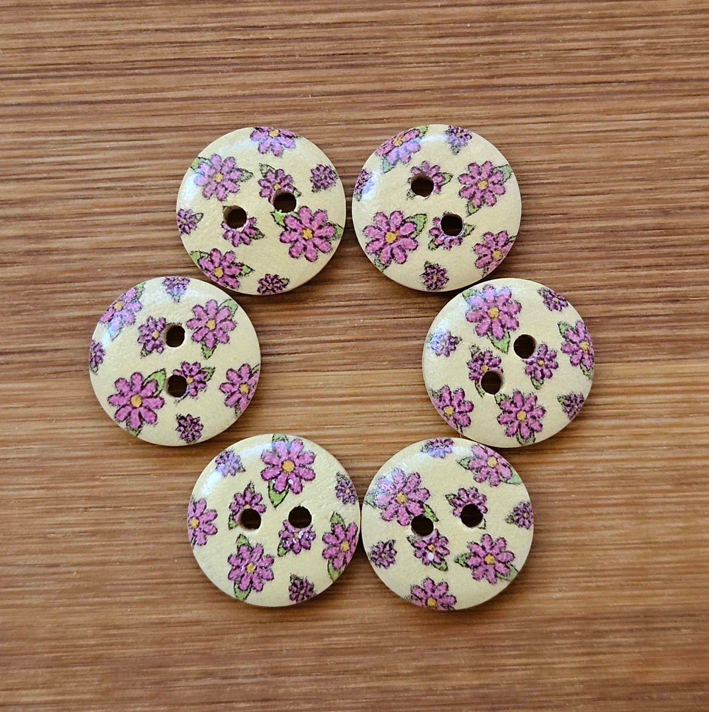 MULTIFLORALS / 15mm / Wooden Buttons / Sewing Buttons