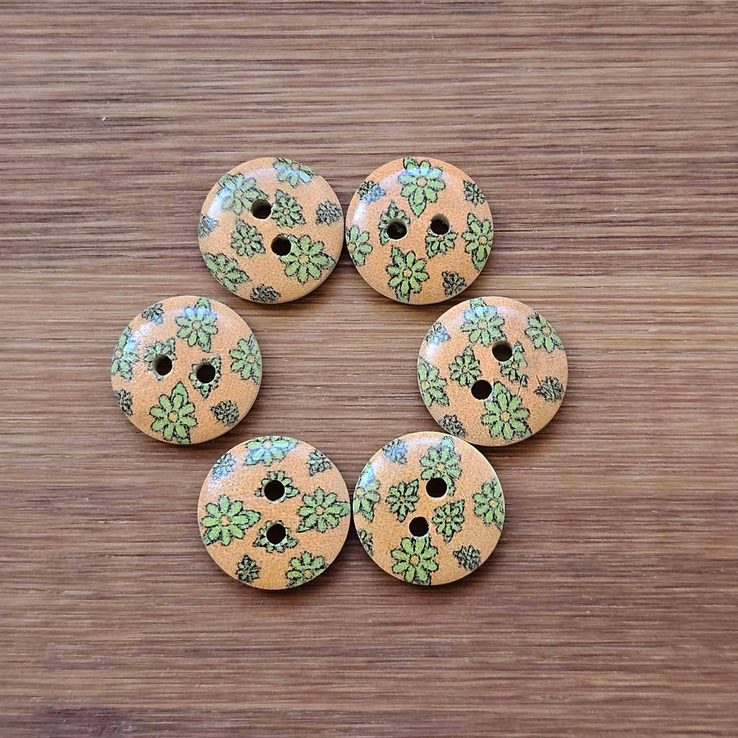 MULTIFLORALS / 15mm / Wooden Buttons / Sewing Buttons