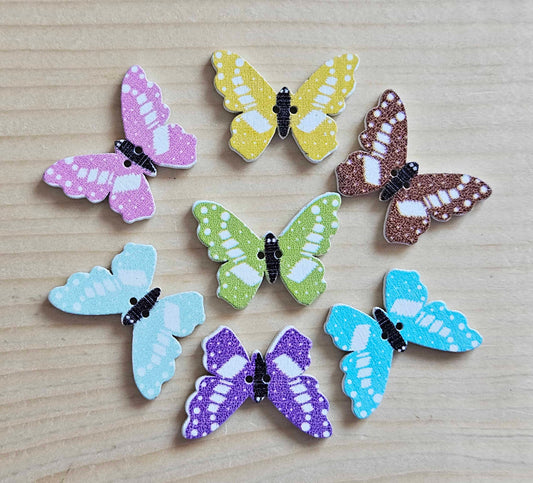 Painted Lady Butterfly / Wooden Buttons (Set of 10)