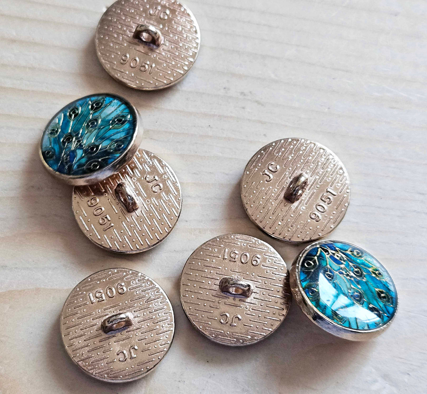 PEACOCK / 18mm / 4 buttons / Metal Shank Buttons / Sewing Buttons