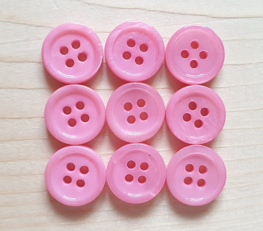 4-Hole PINK DYED SEASHELL / 11.5mm / Set of 6 buttons / MOP Shell Buttons / Sewing Buttons