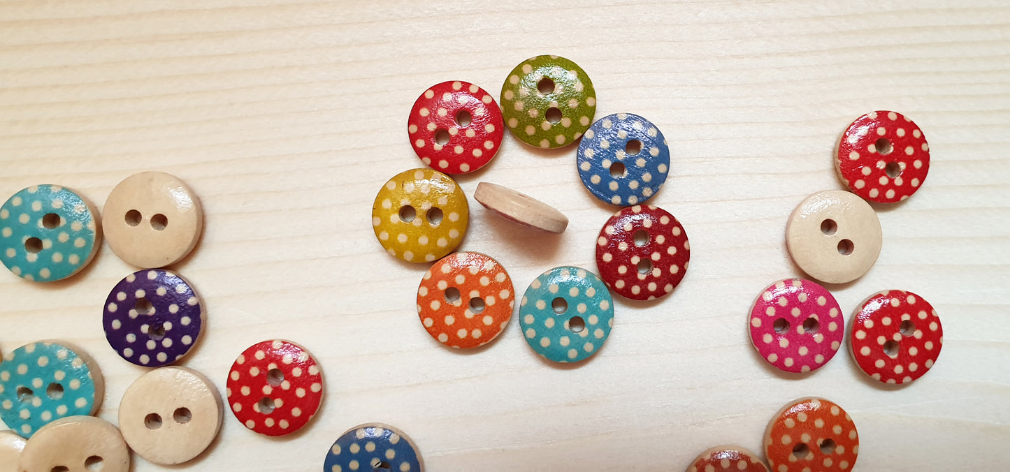 POLKADOT / 11.5-18mm / Wooden Buttons / Sewing Buttons