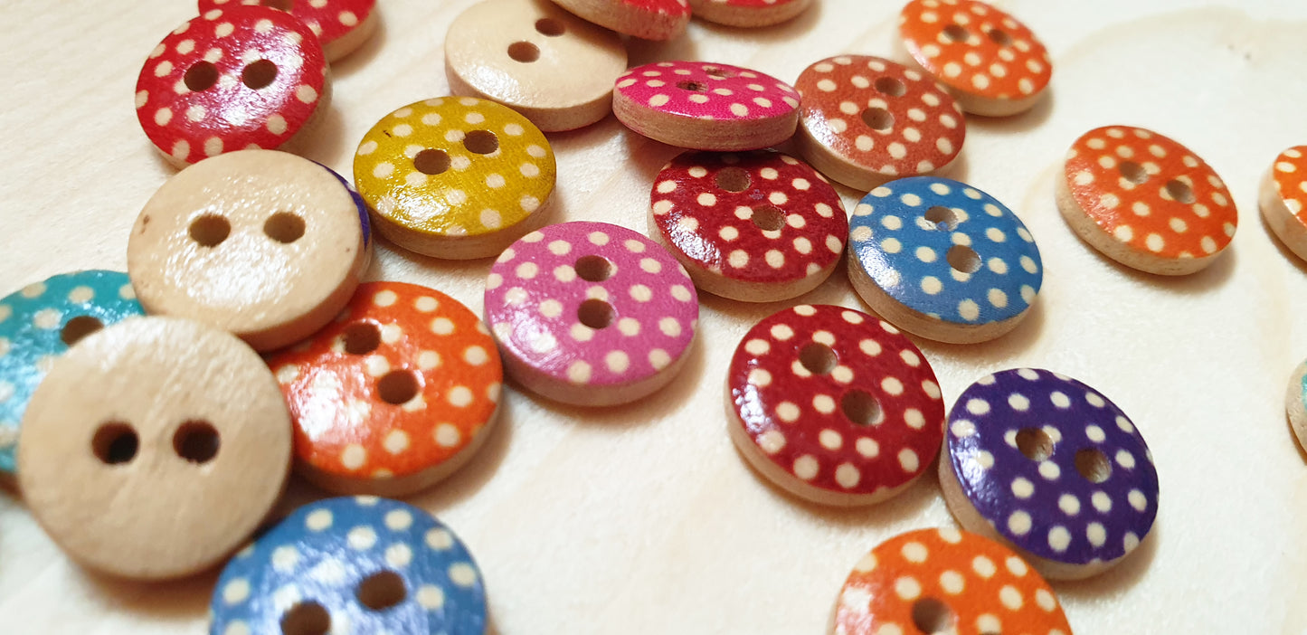 POLKADOT / 11.5-18mm / Wooden Buttons / Sewing Buttons