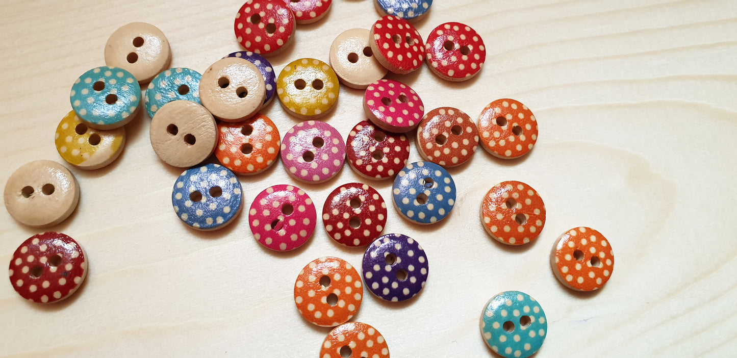 POLKADOT / 11.5-18mm / Wooden Buttons / Sewing Buttons