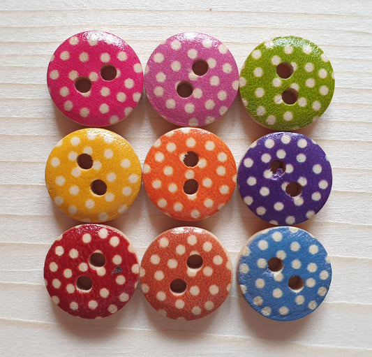 POLKADOT / 11.5-18mm / Wooden Buttons / Sewing Buttons