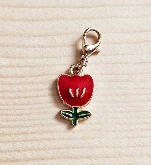 RED TULIP / Planner Charm / Journal Charm / Zipper Bookmark Charm / Planner accessories